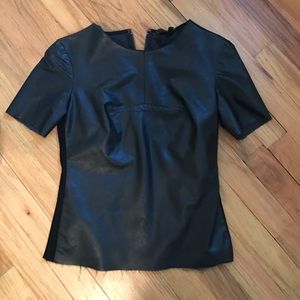 BCBG fitted leather black top