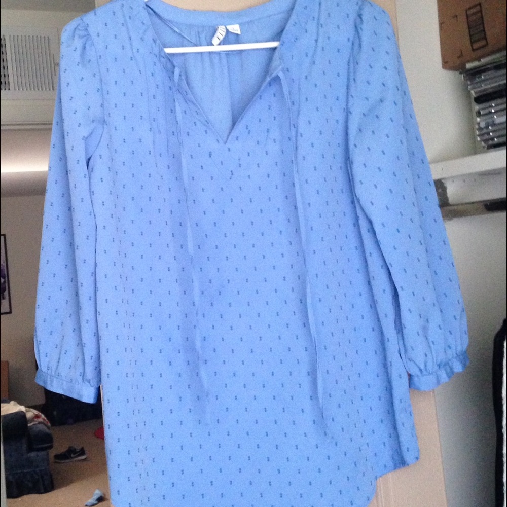 Pretty Elle Peasant Top Light Blue