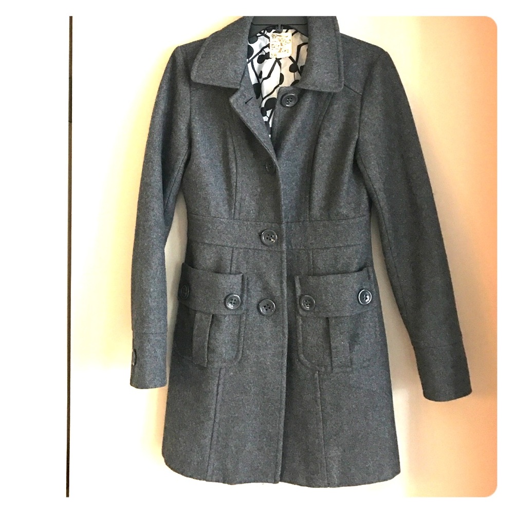 Grey Wool Peacoat by Tulle
