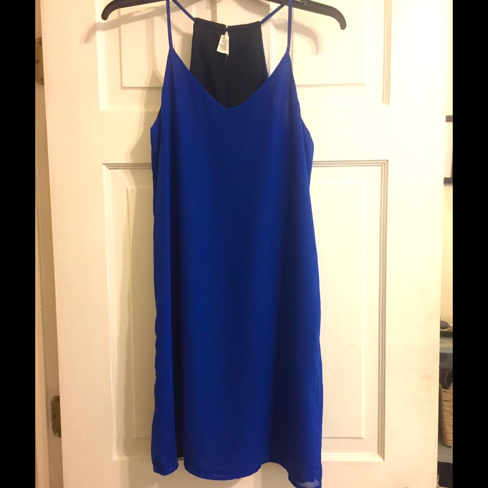 Blue spaghetti strap dress
