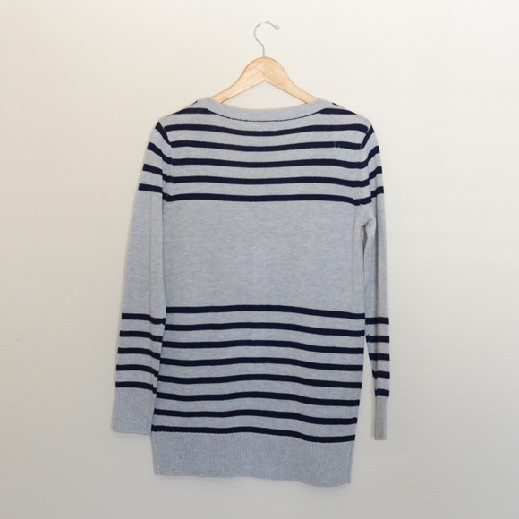 Fate Navy and Grey Striped Cardigan NWT - Picture 2 of 5