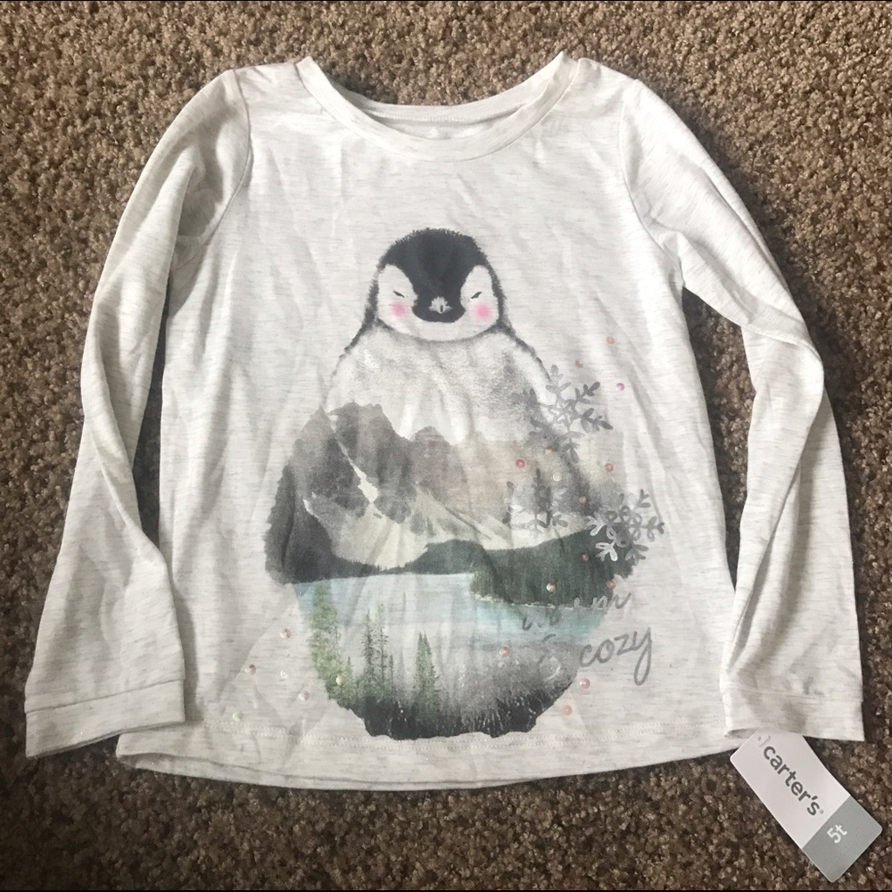 Carters 5t penguin shirt. New