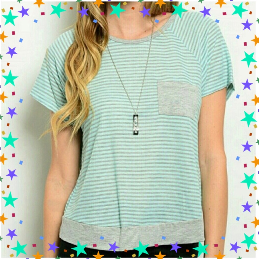🌟BNWT Mint Striped Colorblock Tee