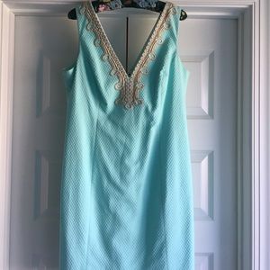 Aqua and gold Lilly shift dress
