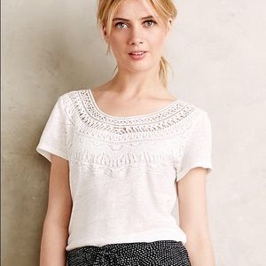 Anthropologie Crochet Bib Tee