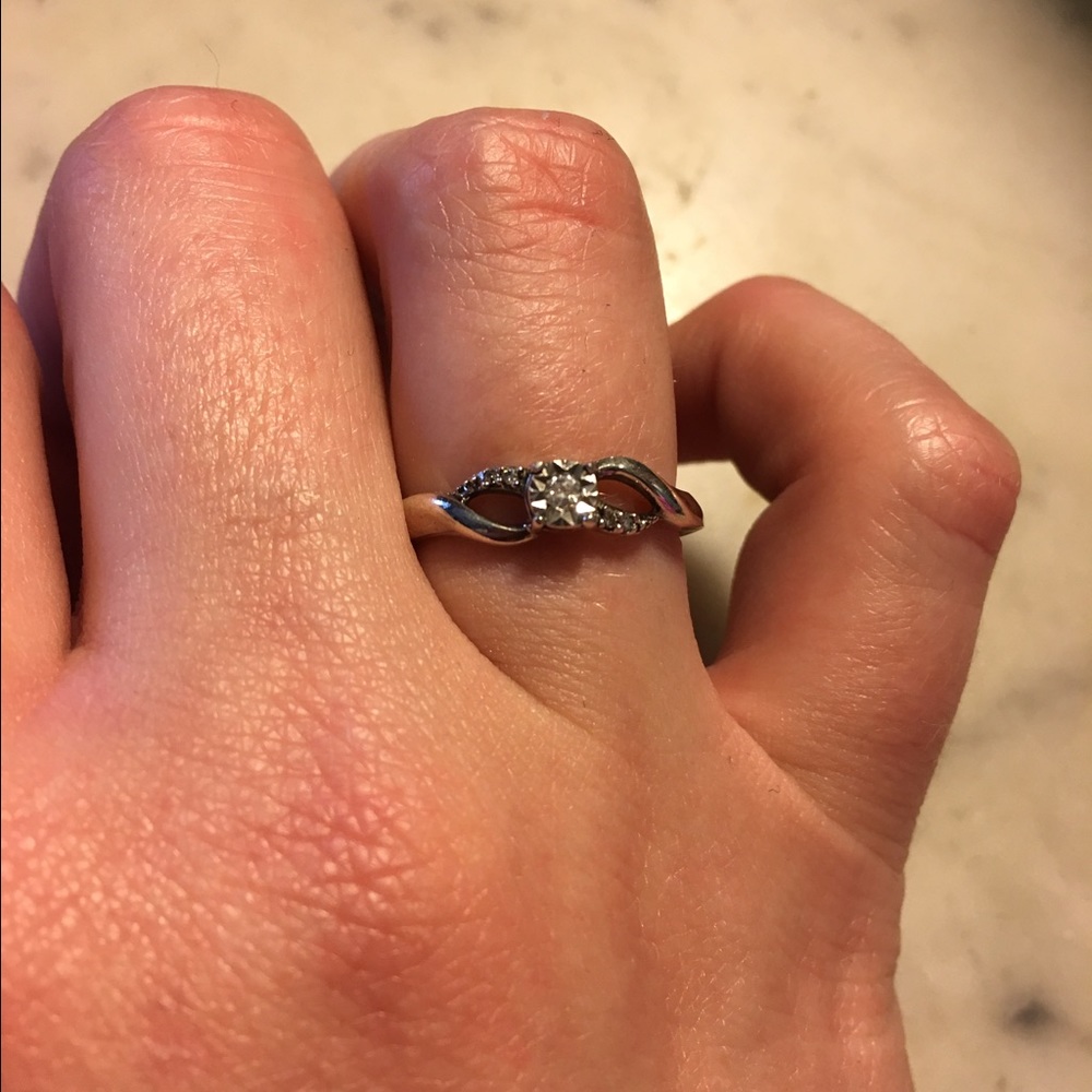 Diamond And Sterling Silver Promise Ring, size 5