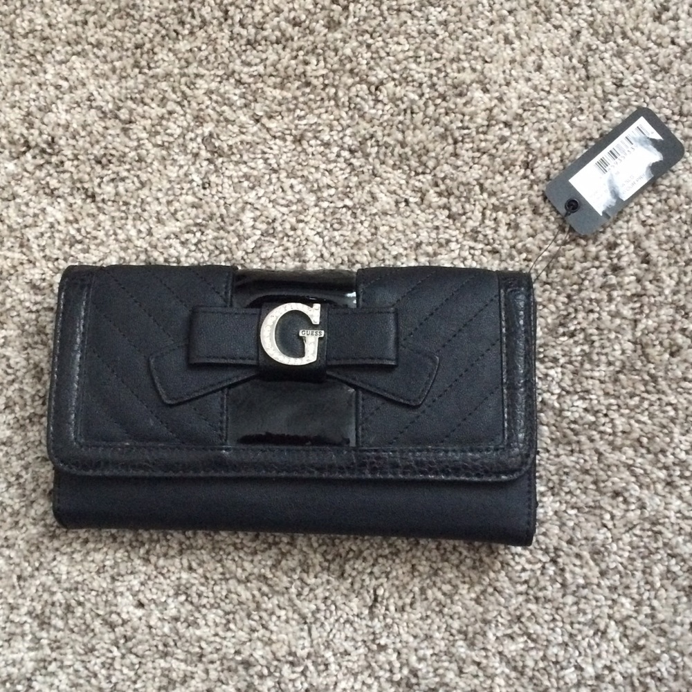 Guess black bow clutch/wallet NWT