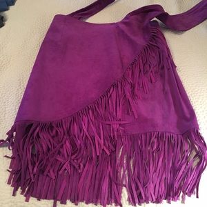 Vintage 1960s purple suede  fringe wrap skirt