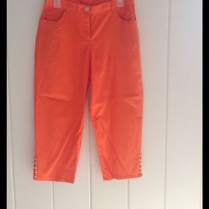 Ruby Rd Orange Embellished Capri Pants - NWT