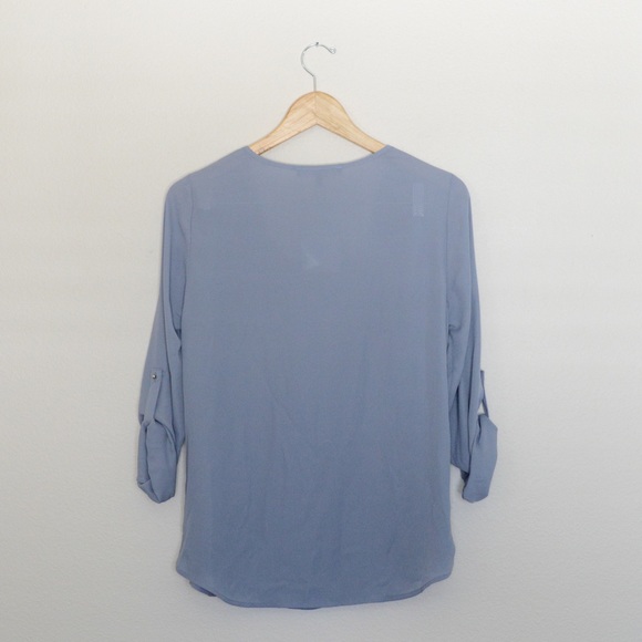 Daniel Rainn grey chiffon blouse with lace detail - Picture 2 of 5