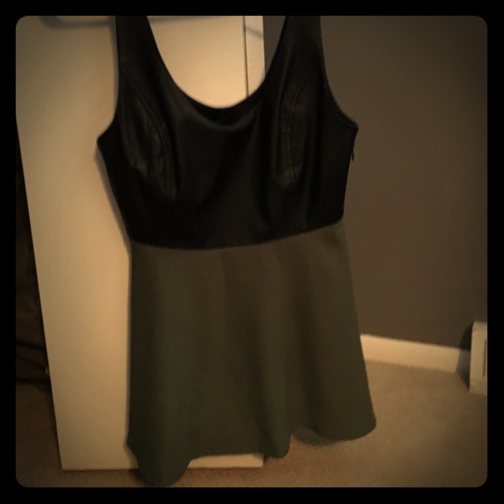NWT black leather & green tank.