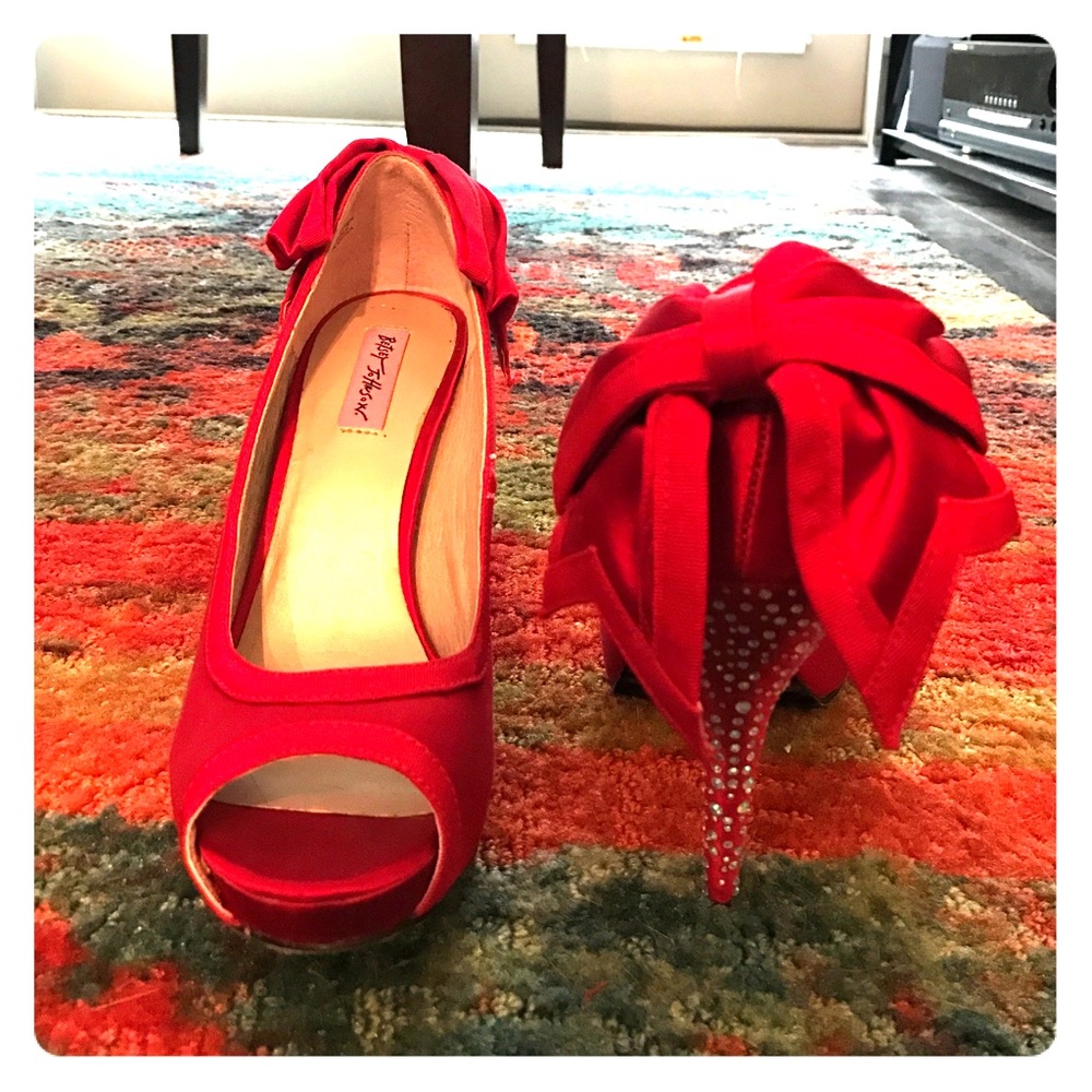 Betsey Johnson Red Open-Toed Pumps