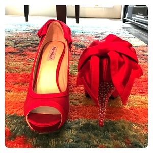 Betsey Johnson Red Open-Toed Pumps