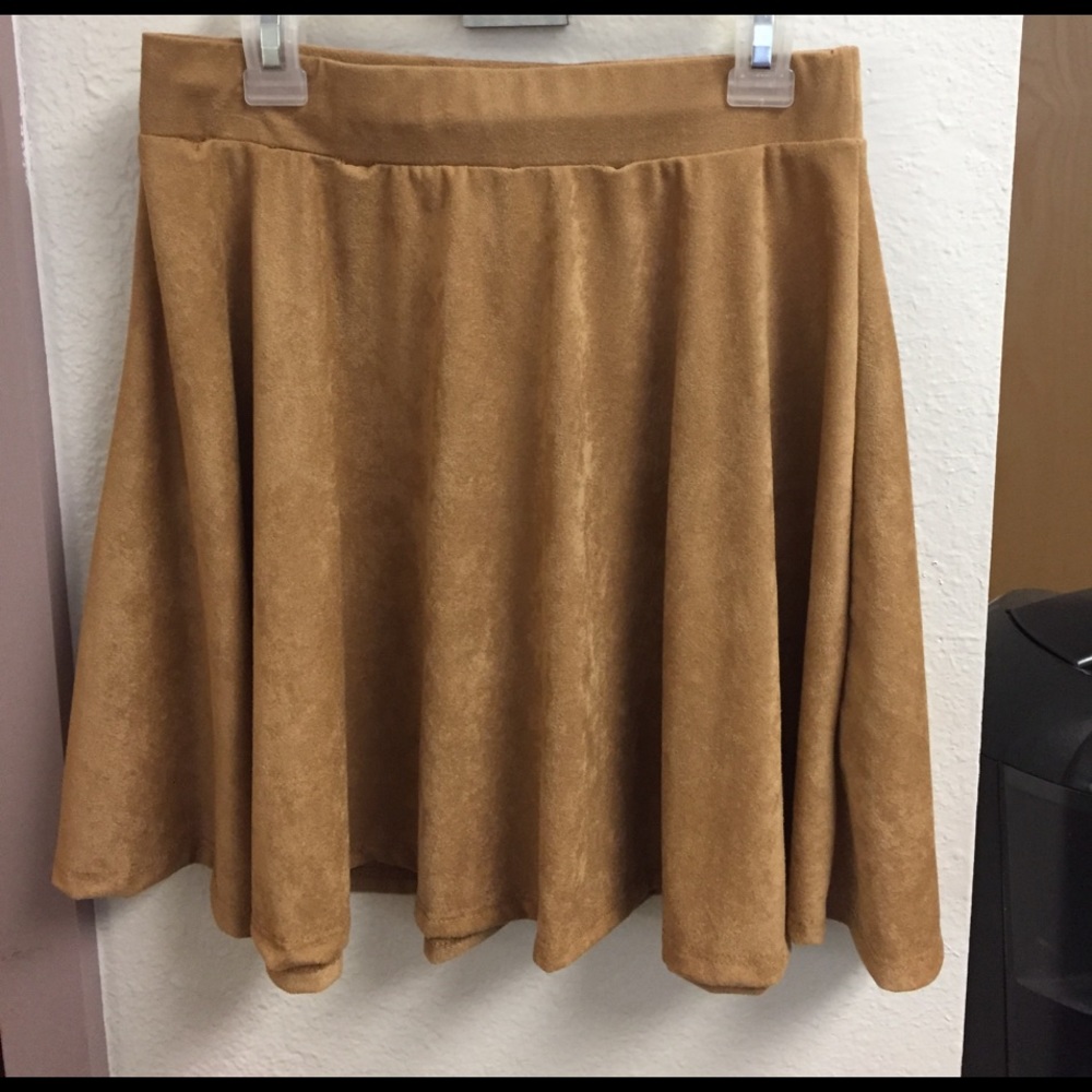 Camel faux suede skirt