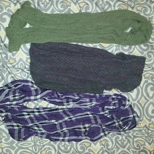 Free w/ purchase - 3 cute purple & green scarves