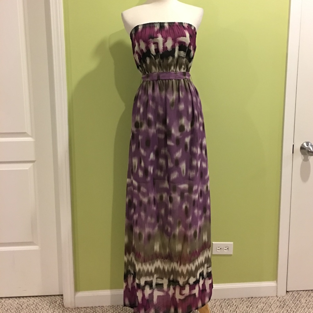 Forever 21 strapless purple chiffon maxi dress
