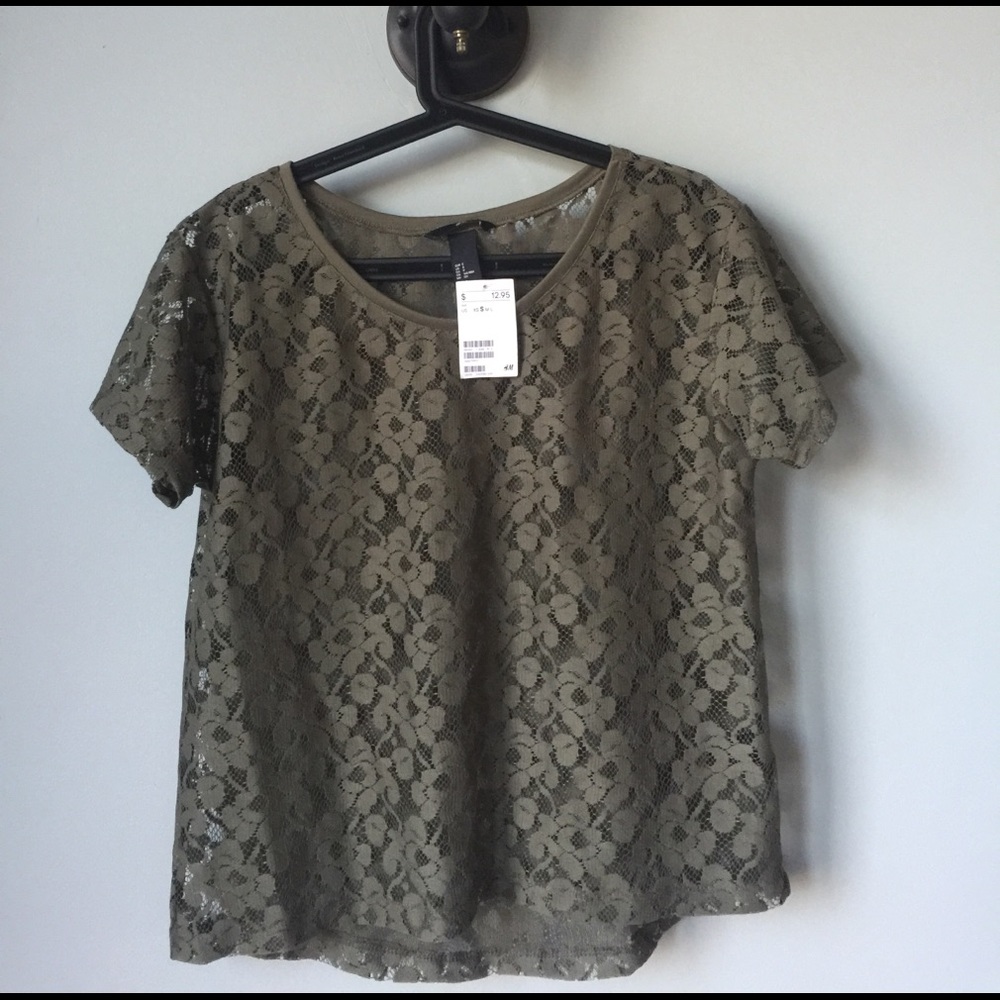 Green Lace short sleeve over layer shirt.