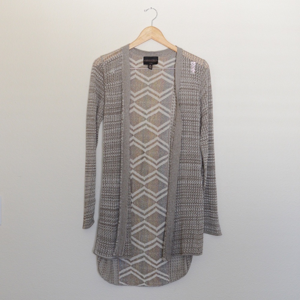 Long sheer tan cardigan with 🌈 thread detail NWT