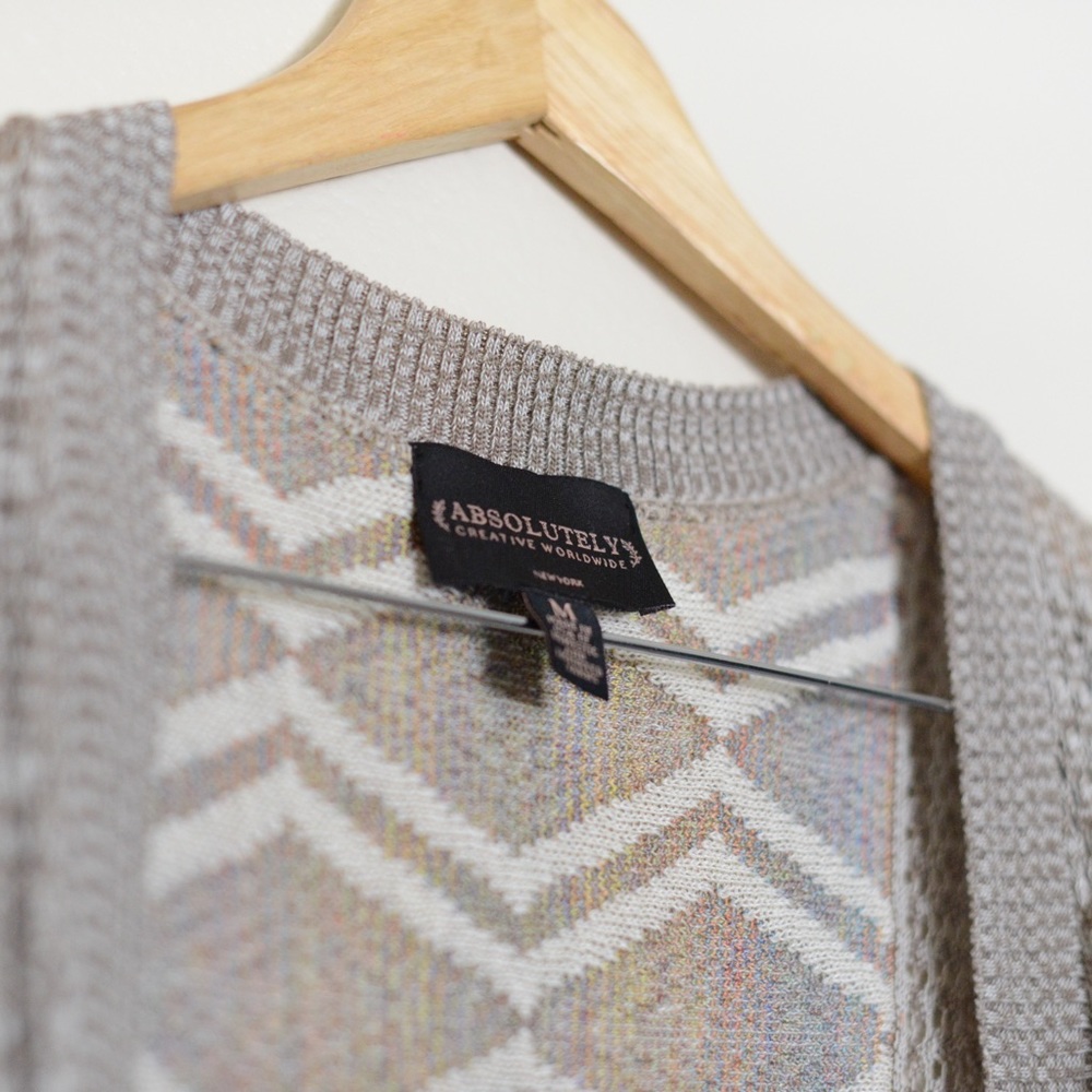 Long sheer tan cardigan with 🌈 thread detail NWT - Picture 5 of 5