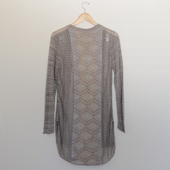 Long sheer tan cardigan with 🌈 thread detail NWT - Picture 2 of 5
