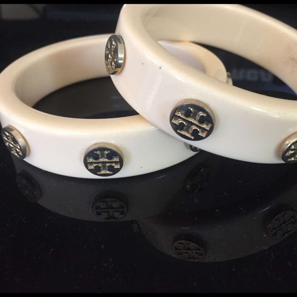 Tory Borch Bangle with Gold Logo emblems
