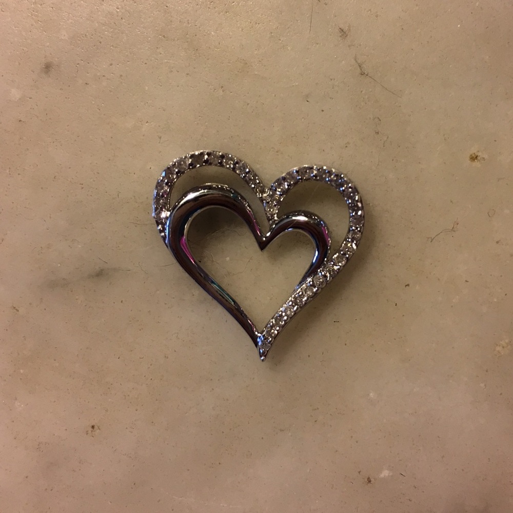 Diamond and Sterling Silver Heart Pendant