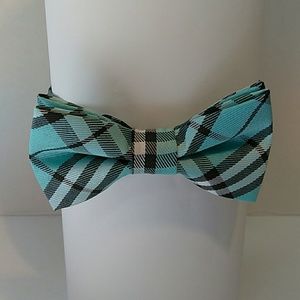 SOLD - Boys Bowtie Turquoise, Black, White plaid