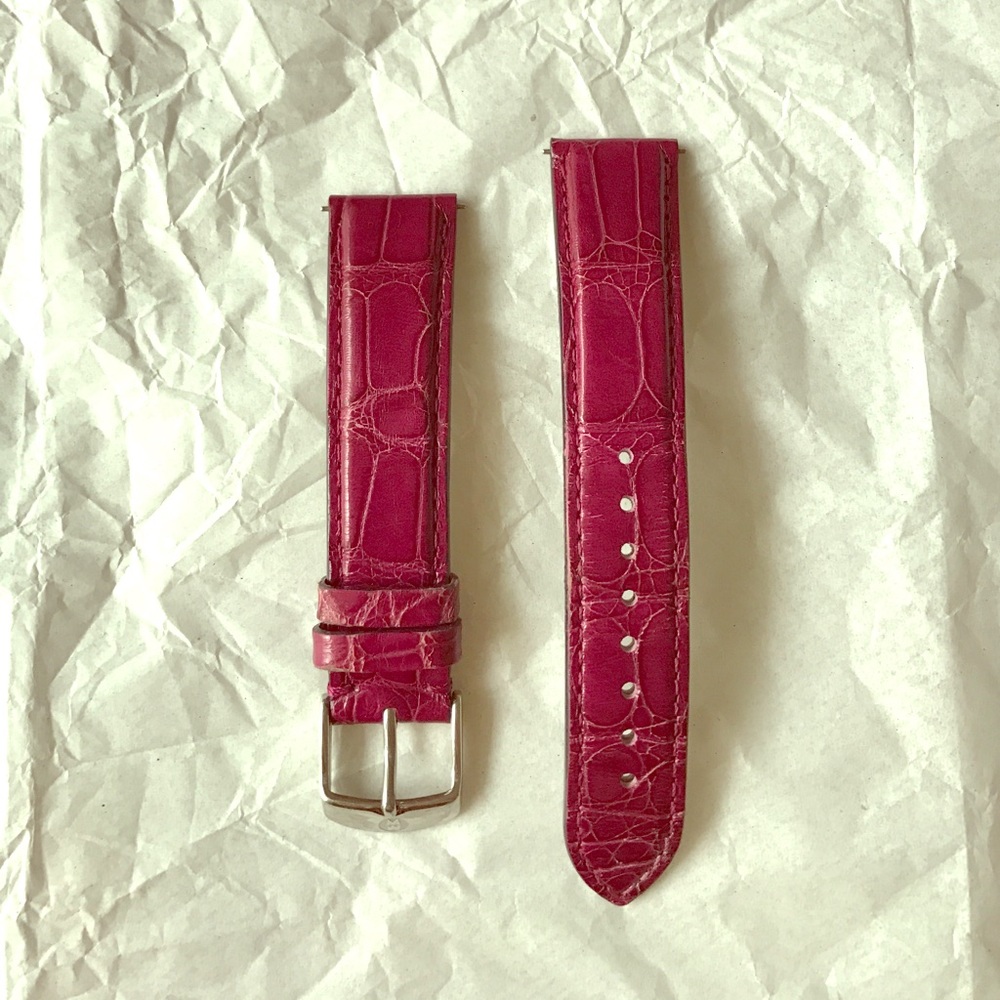 Michele 18 mm authentic fuchsia alligator strap