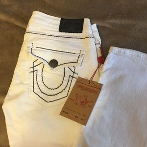 New True Religion Billy Giant Big T White Jeans