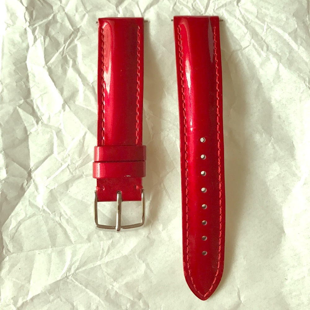 Michele 18 mm authentic red patent leather strap