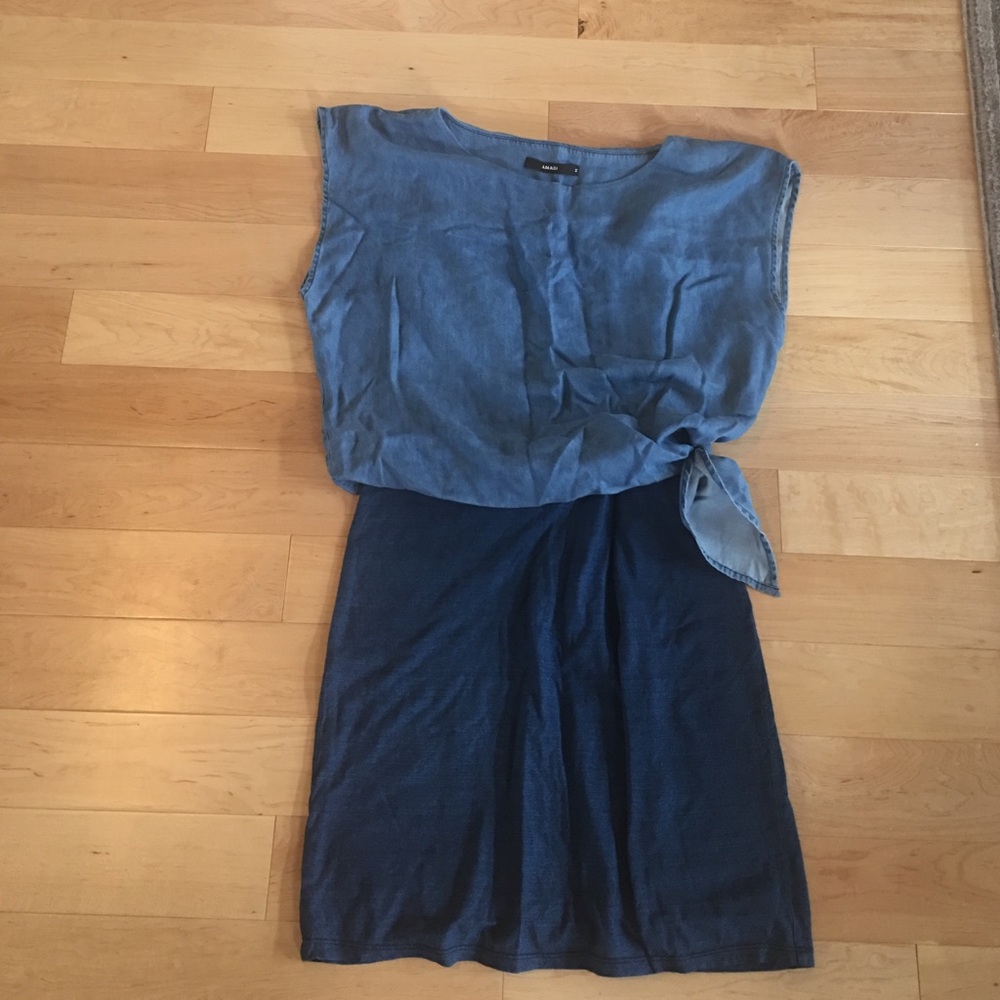 Never worn denim dress with side knot