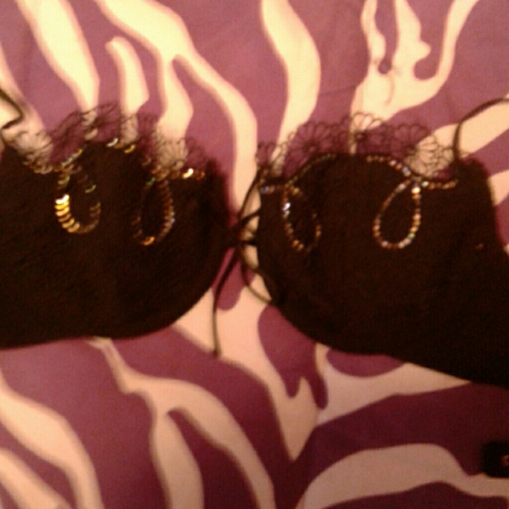 Black bra with rhinestones