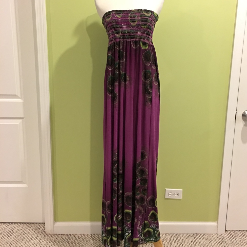Forever 21 purple strapless maxi dress