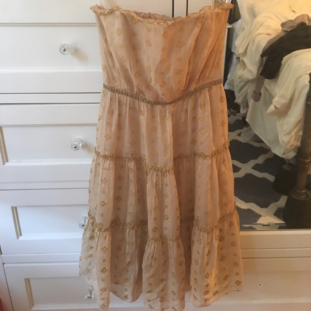 Tiered gold Shoshana Dress