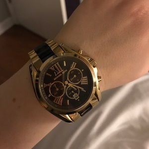 Michael Kors gold and brown tortoise watch