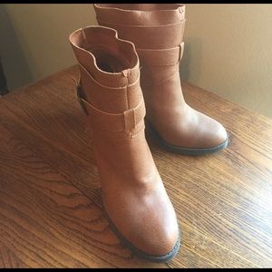 Just Fab Tan Ankle Booties never worn