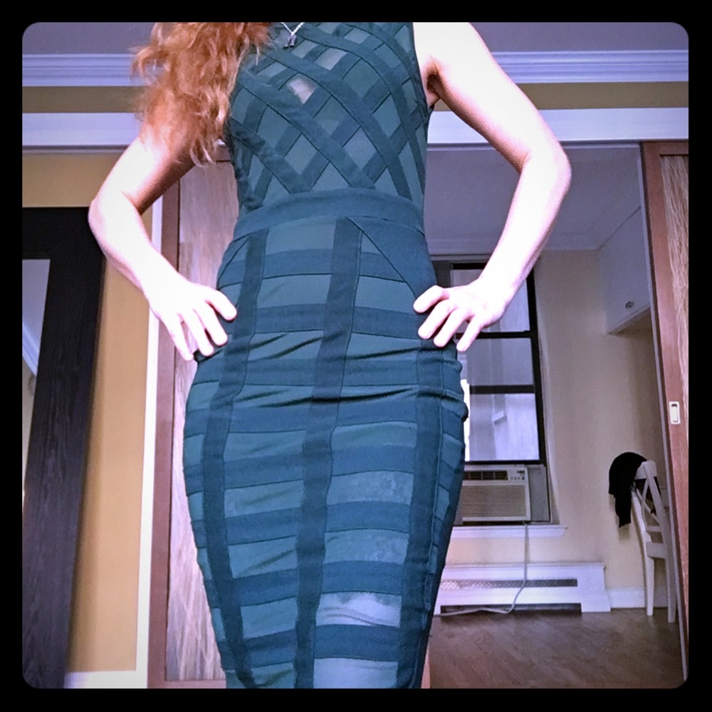 Elegant dress with mesh grid texture