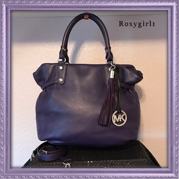 Michael Kors Handbags - Michael Kors Megan Leather Satchel in Purple Iris