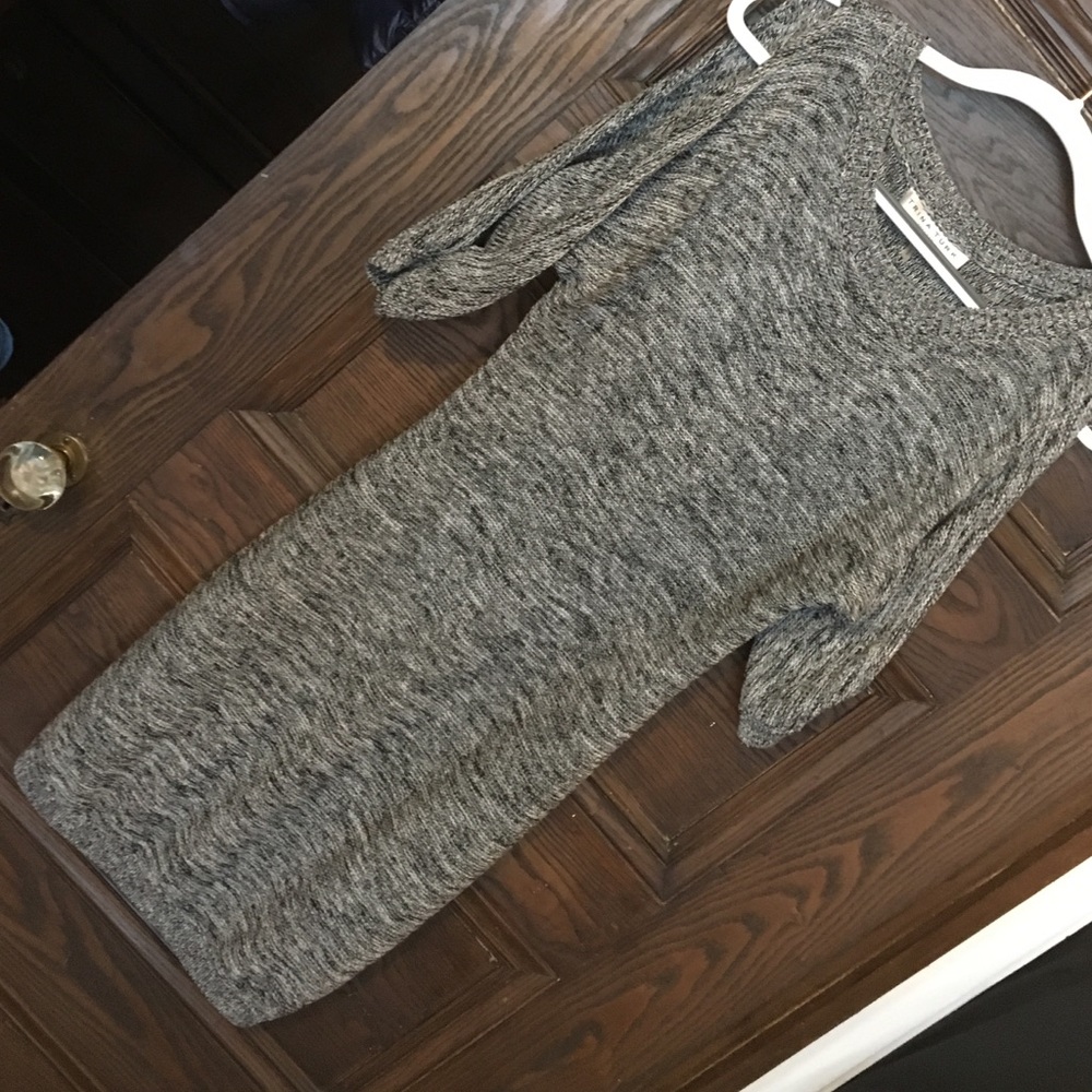 Grey sweater dress.