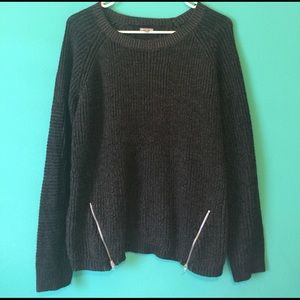 Zipper detail grey sweater