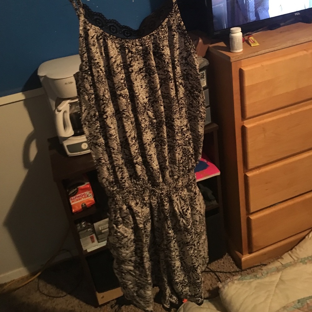 black and white paisley romper
