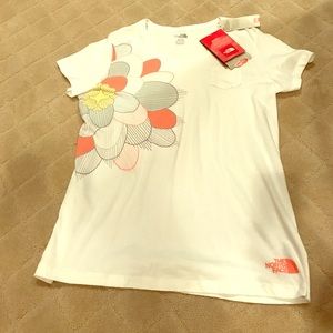 North Face White Cotton T-shirt w/ Floral accent