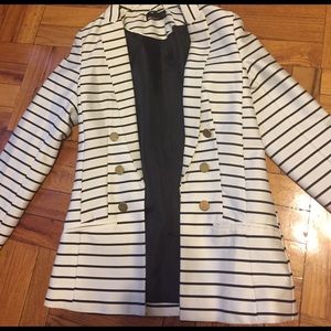 H&M Black and White stripes blazer