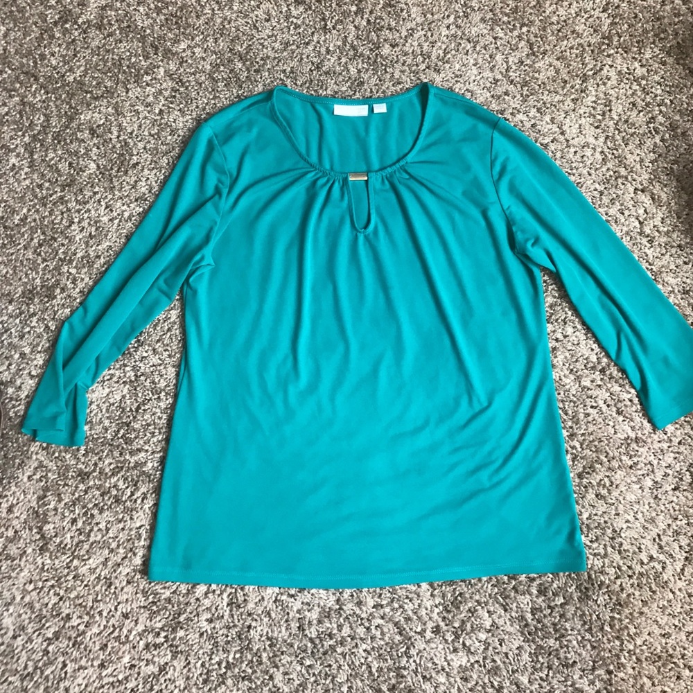 New York & Company Turquoise 3/4 Length blouse