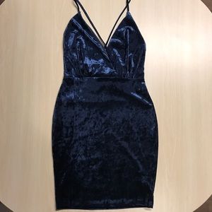 Blue velvet party dress