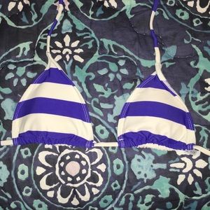 Purple and White Striped Triangle Bikini Top