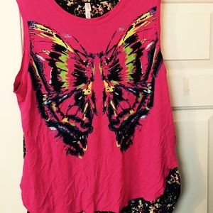 Pink butterfly tank top