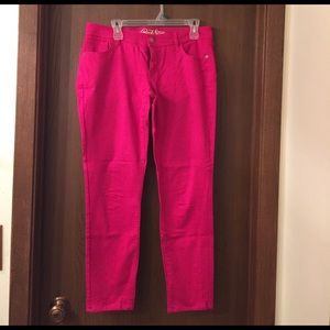 Hot pink skinny jeans