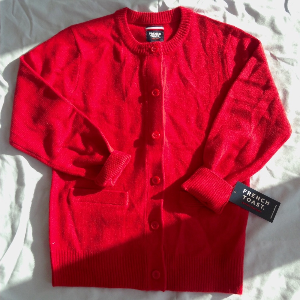 French toast red women's cardigan sweater