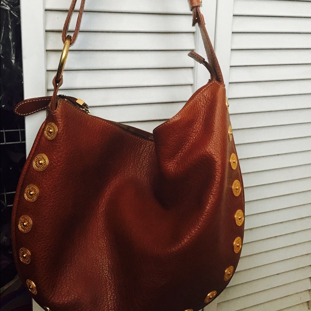 Maxx NY tan / brown leather Hobo summer bag